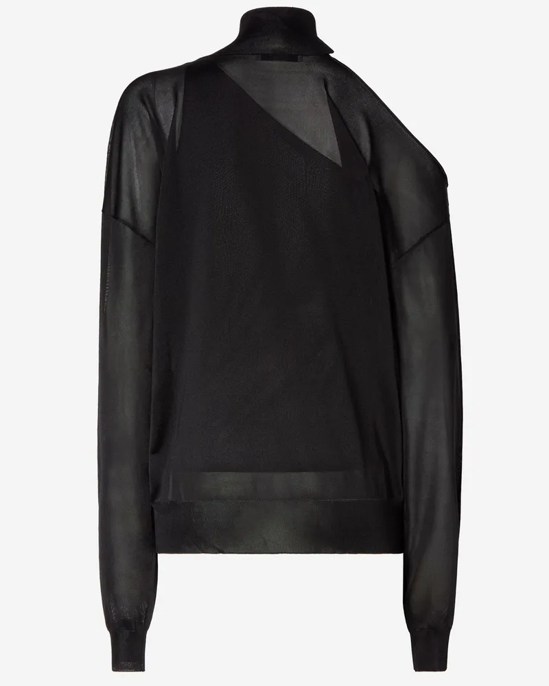 Fendi Women's Knit Top Silk Organza Black Silk; Viscose Sweater Black