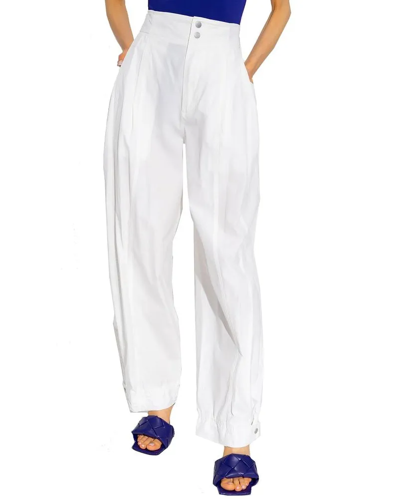 Bottega Veneta Women's White Cotton Casual Pants White