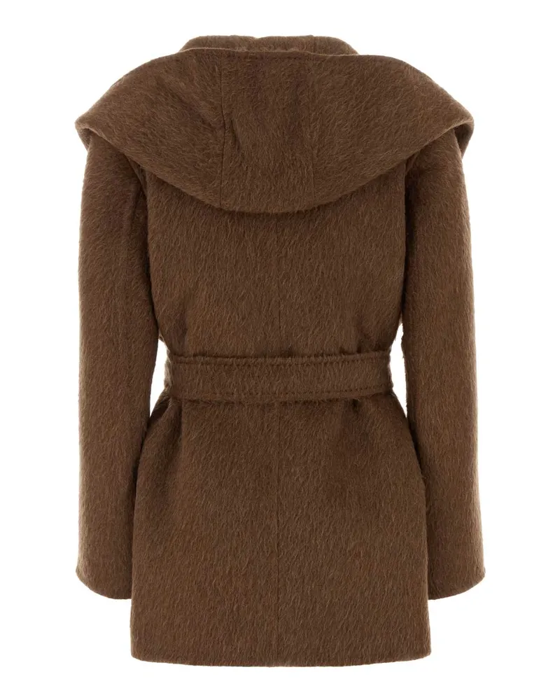 Max Mara Camel Blend Wrap Coat — Brown Brown