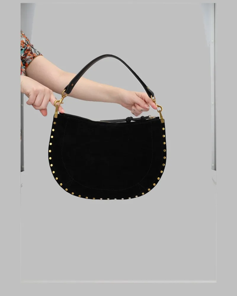 Isabel Marant Oskan Suede Shoulder Bag — Black Black