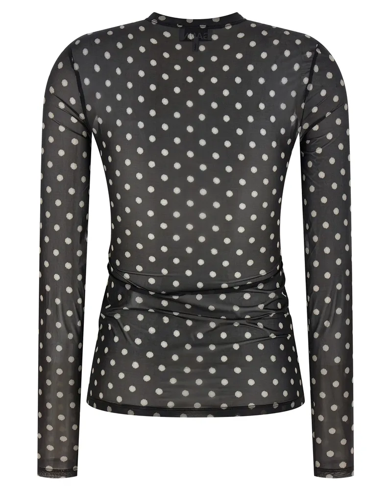 Ganni Polka Dot Sheer Blouse — Charcoal Charcoal
