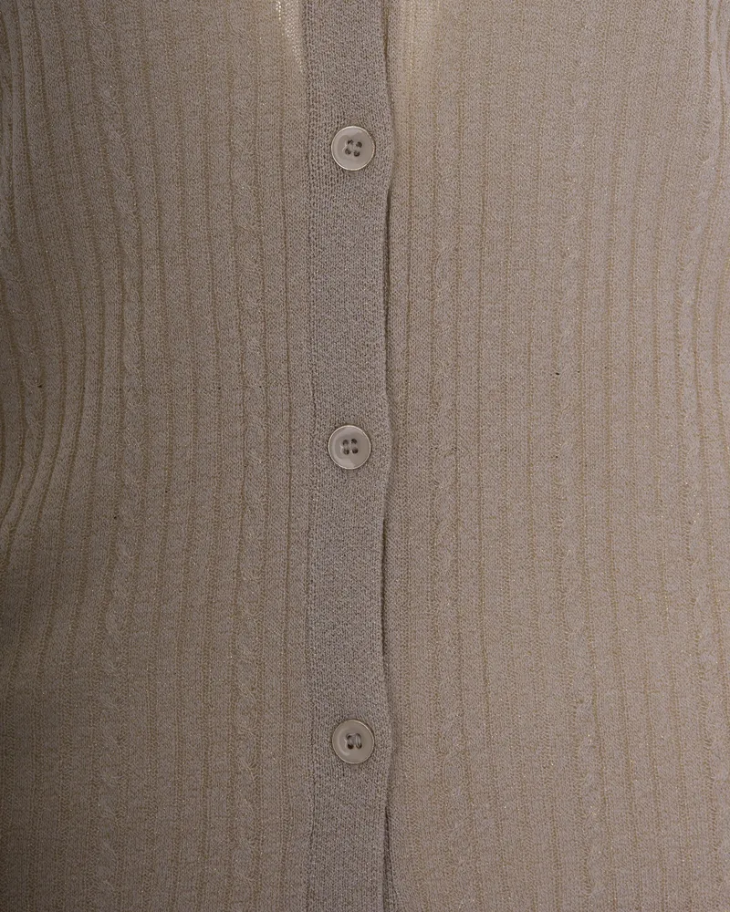 Liu Jo Viscose Knit with Lurex Cardigan — Gold Gold