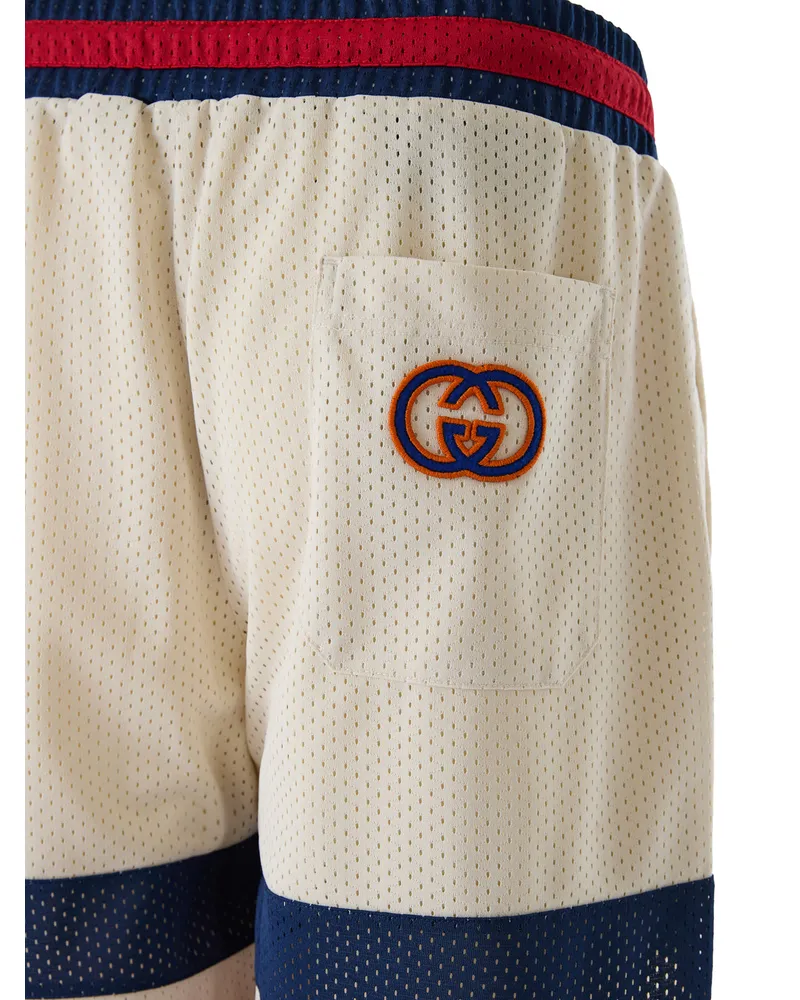 Gucci Men Cream Polyester Logo Shorts Cream
