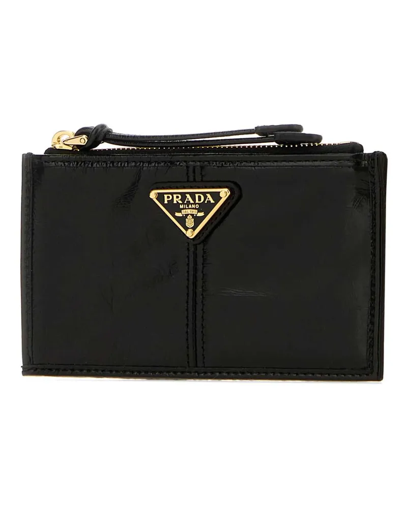 Prada Women's Black Leather Card Holder Nero Portafogli Wallet Black