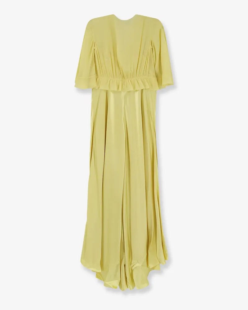 Alberta Ferretti Women's Satin Long Dress Yellow Viscose Evening Suits Yellow
