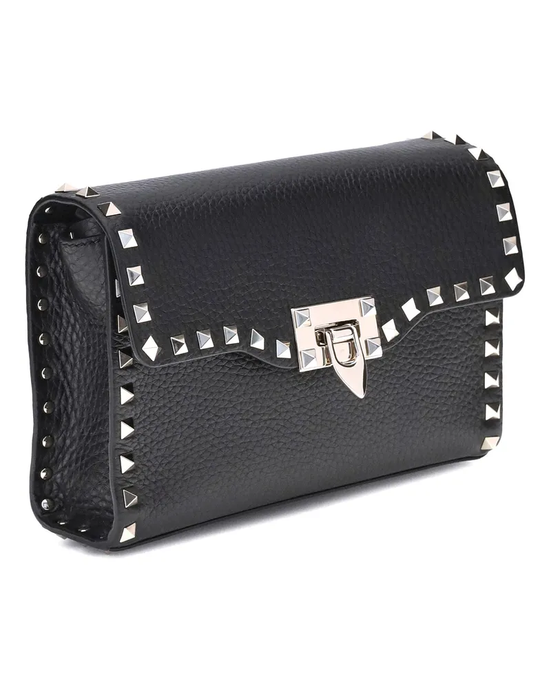 Valentino Garavani Women's Rockstud Mini Shoulder Bag Garnet Calfskin Nero Calf Leather Bos Taurus Black