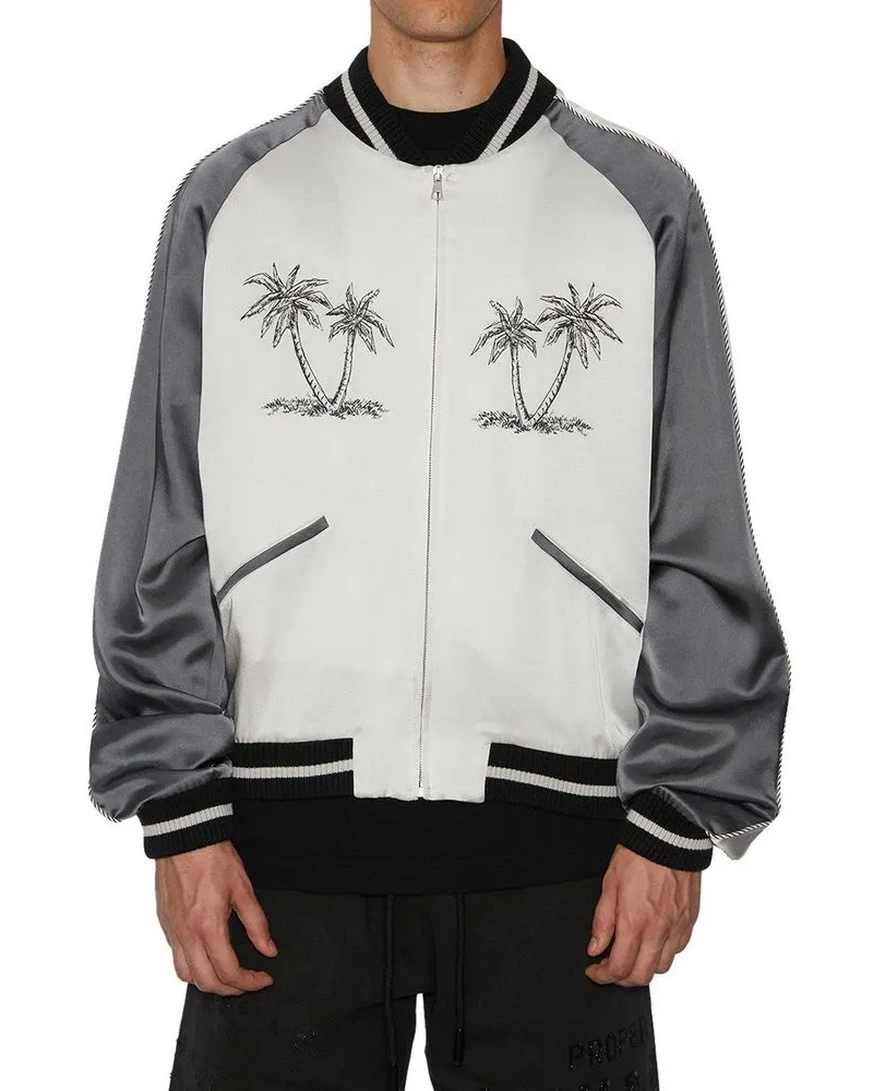 Palm Angels Men's Gray Acetate Bomber Clothing Gray