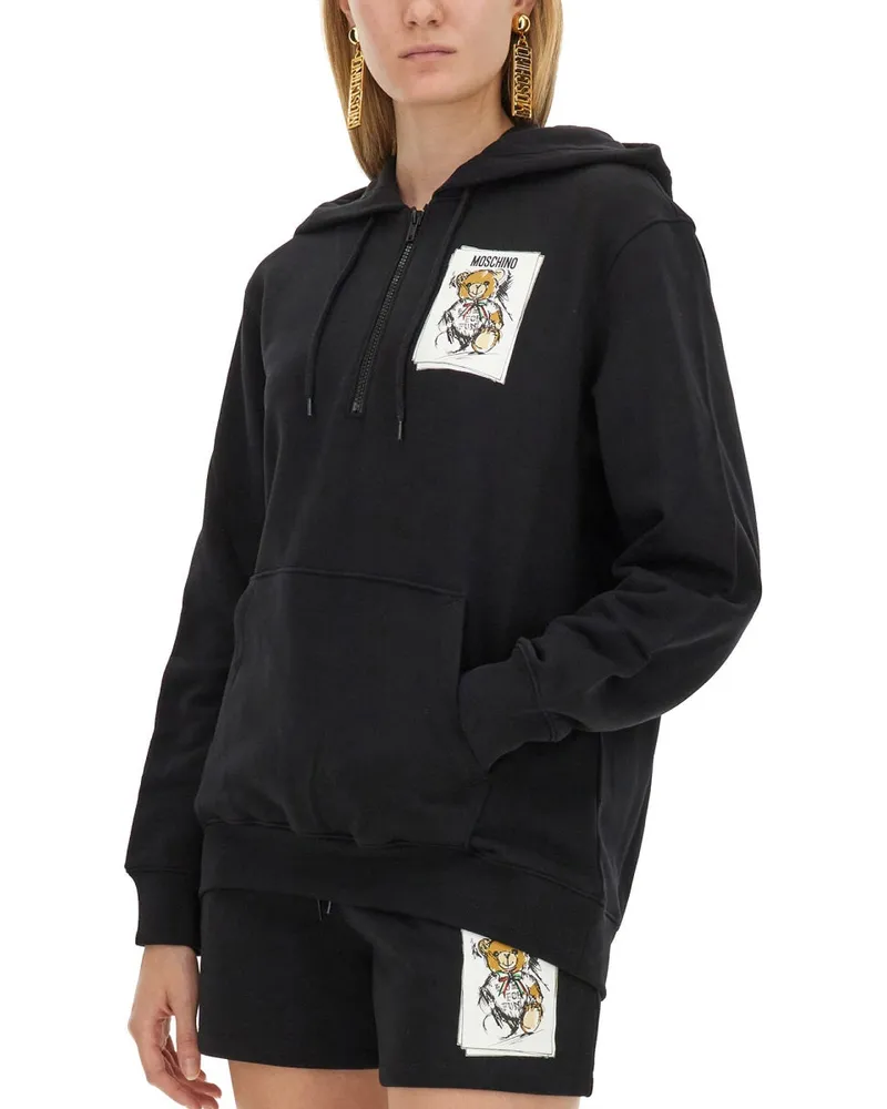 Moschino Logo-Print Cotton Sweatshirt — Black Black