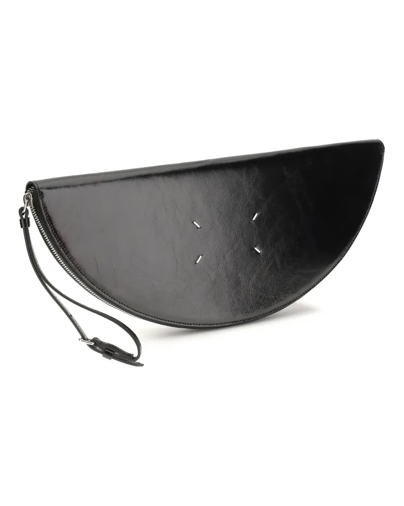 Maison Margiela Women's Clutch Bag Halfmoon Black Leather Calf Black