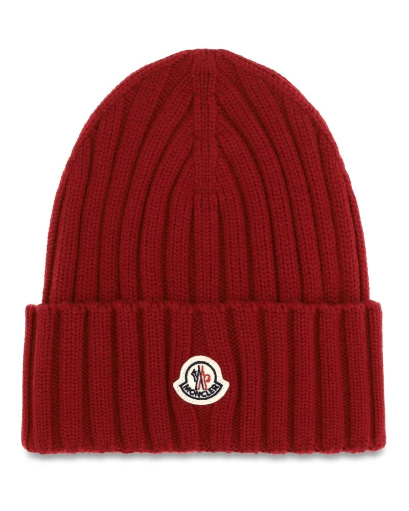 Moncler Women's Wool Beanie Red Merino Hat Red