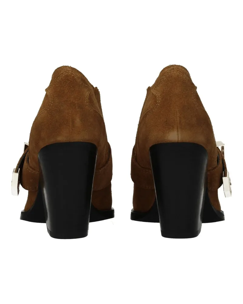 Versace Jeans Women's Brown Leather Ankle Boots Brown