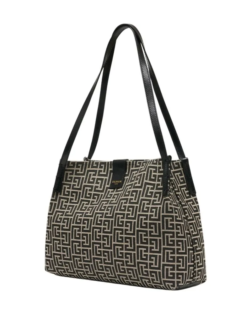 Balmain Women's Release Small Shopper Bag -  Cotton Black Totes-Shopping-Bags Black