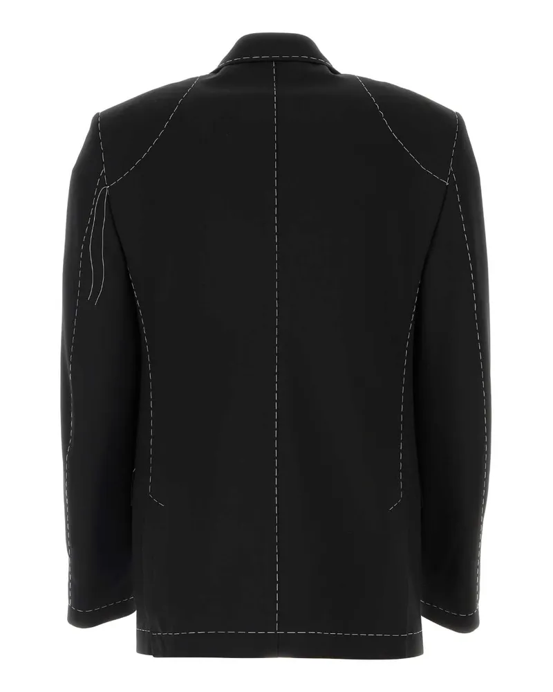 OFF-WHITE Men's Embroidered Wool-Blend Blazer Black Polyester Virgin Blazers Black