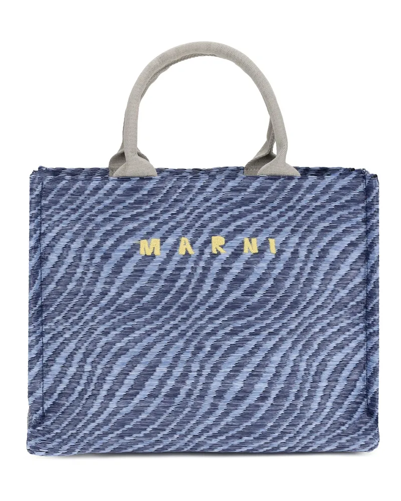 Marni Women's Tote Bag Vivid Blue Fabric Shoulder Blue