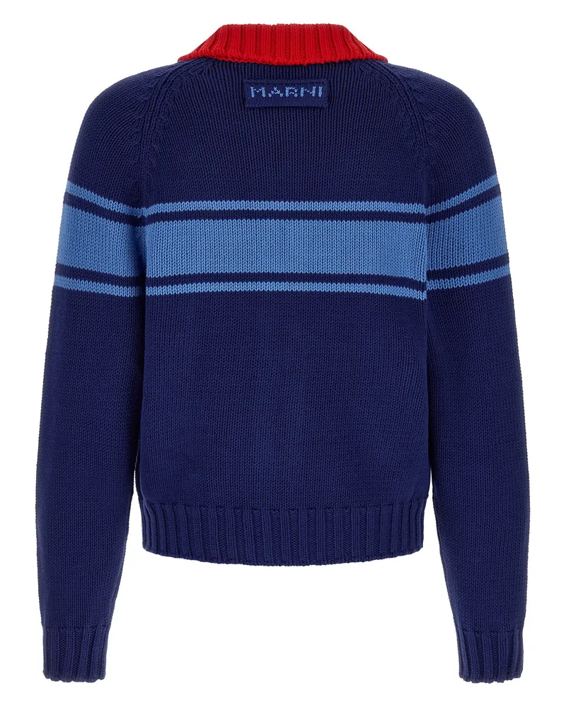 Marni Color-Block Knit Cardigan — Navy Navy