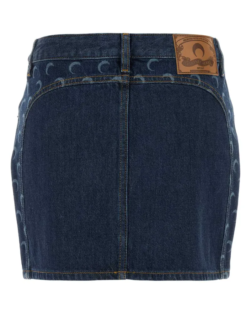 Marine Serre Women's Blue Denim Mini Skirt Bl80midnightblue Exterior: Cotton Gonne Navy