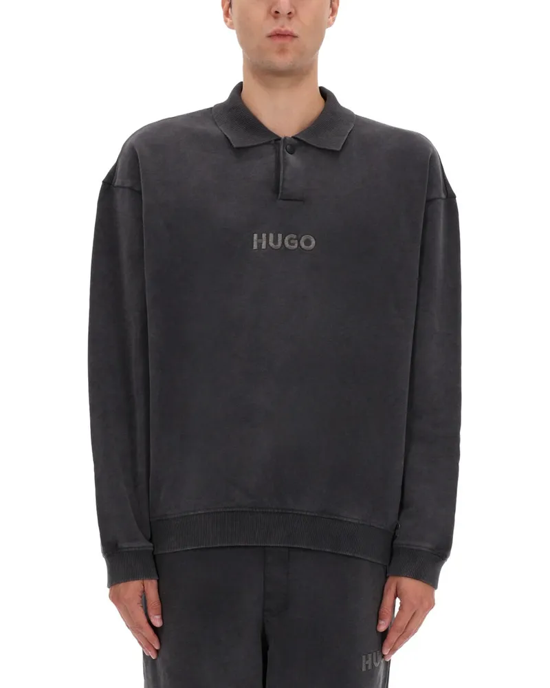 HUGO BOSS Polo Cotton-Polyester Blend Sweatshirt — Gray Gray