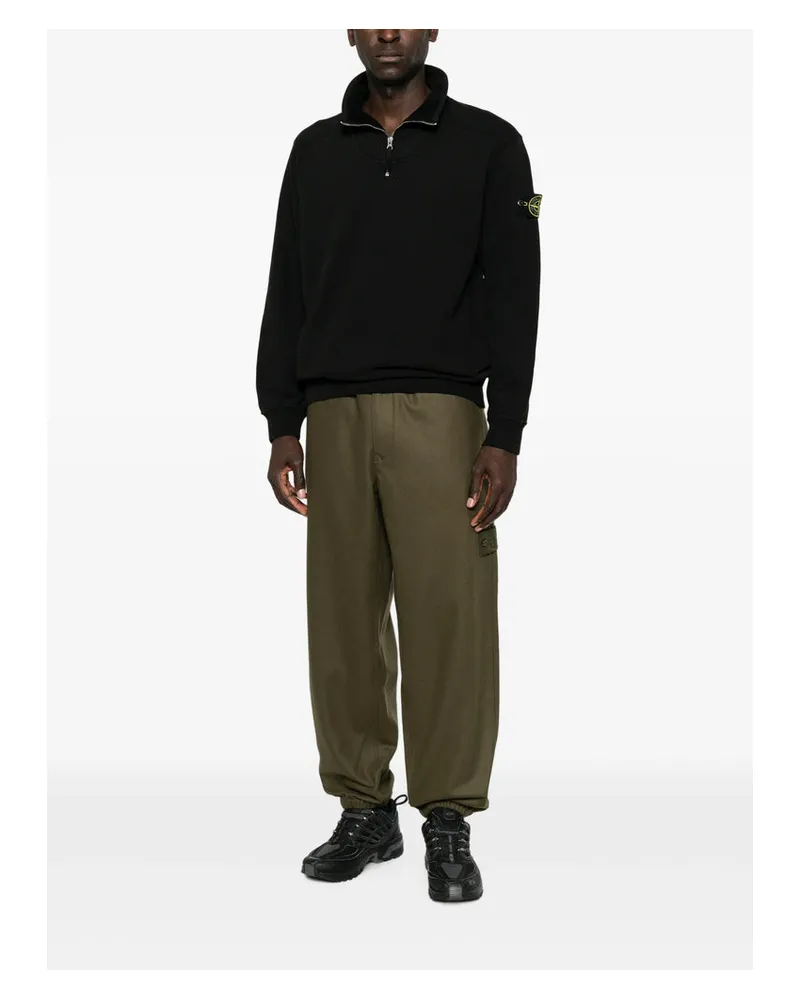 Stone Island Quarter-Zip Cotton Sweatshirt — Black Black
