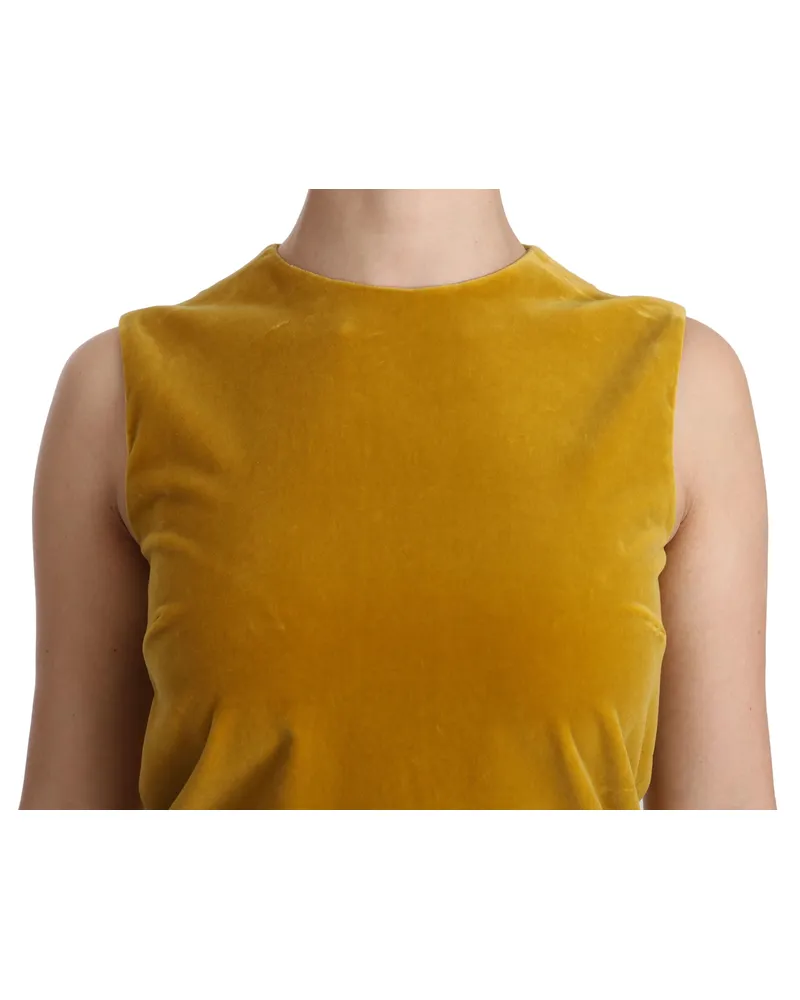 Dolce & Gabbana Velvet Stretch Shift Mini Dress — Yellow Yellow