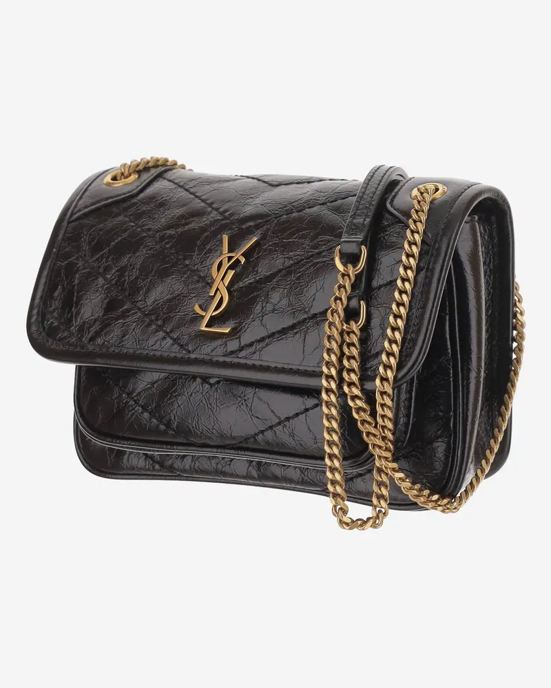 Saint Laurent Women's Mini Leather Bag Niki Black Shoulder Black