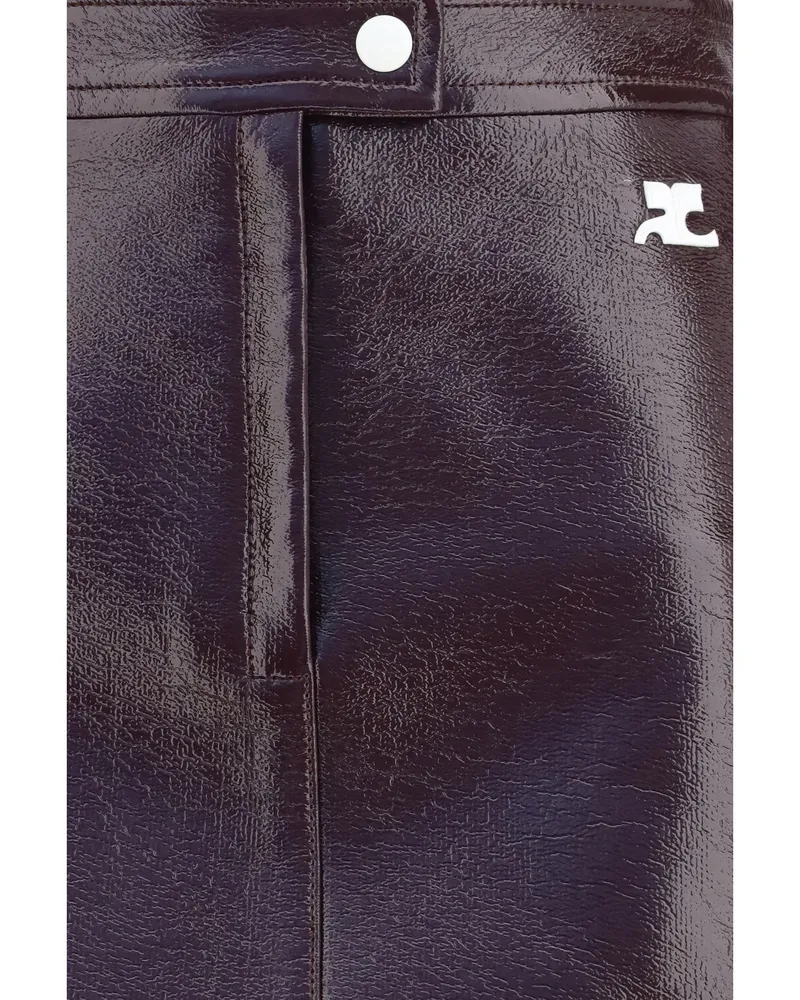 Courrèges Women's Mini Vinyl Skirt Burnt Red Cotton Red