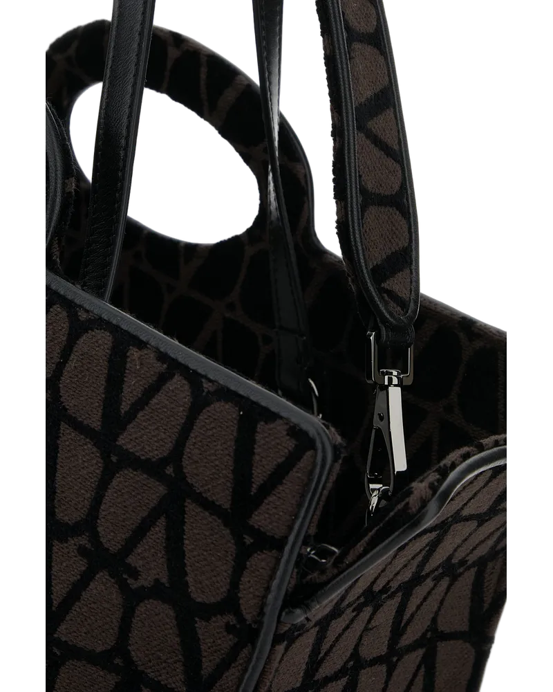 Valentino Garavani Monogram Jacquard Top Handle Bag — Black Black