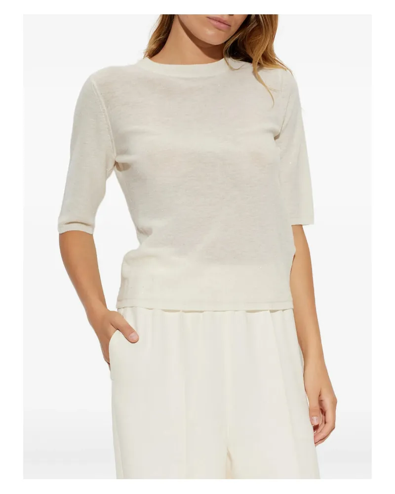 Fabiana Filippi Sequin-Embellished Wool Blend Sweater — Beige Beige