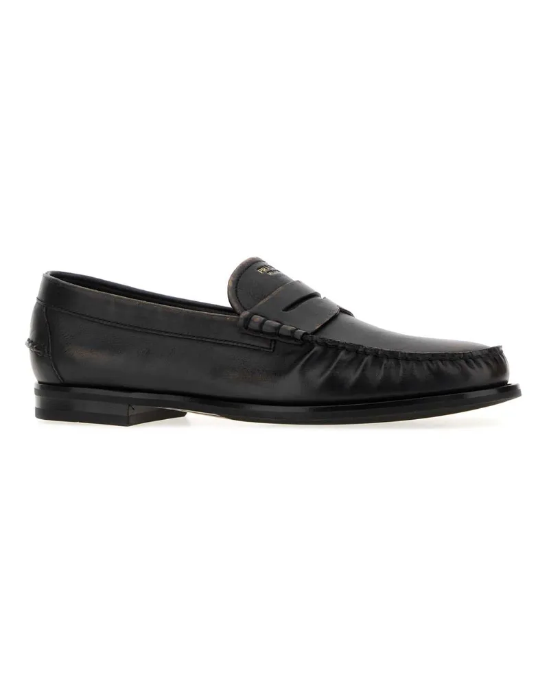 Prada Men's Black Leather Loafers Nero+cuoio Mocassini Black