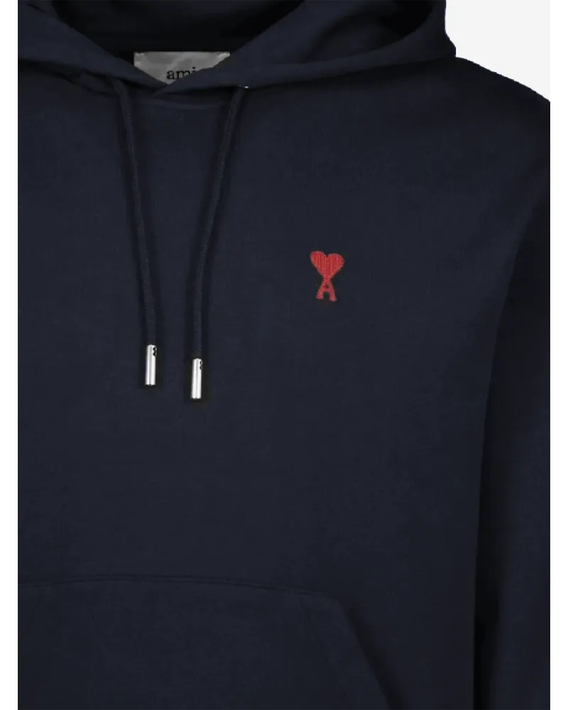 AMI Paris Men's Cotton Hoodie Navy Sweatshirts Sweater Navy