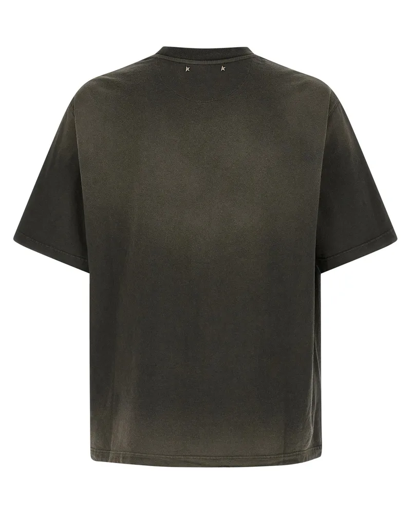 Golden Goose Logo-Print Sunfaded Cotton T-shirt — Charcoal Charcoal