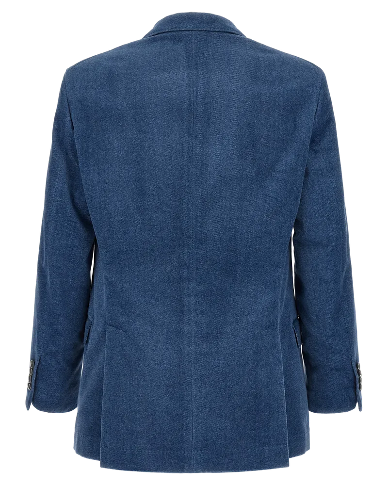 Brunello Cucinelli Cotton Velvet Blazer — Blue Blue