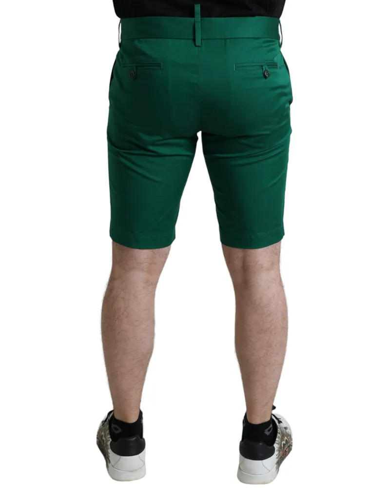 Dolce & Gabbana Deep Green Cotton Stretch Men Bermuda Shorts Elastane Green