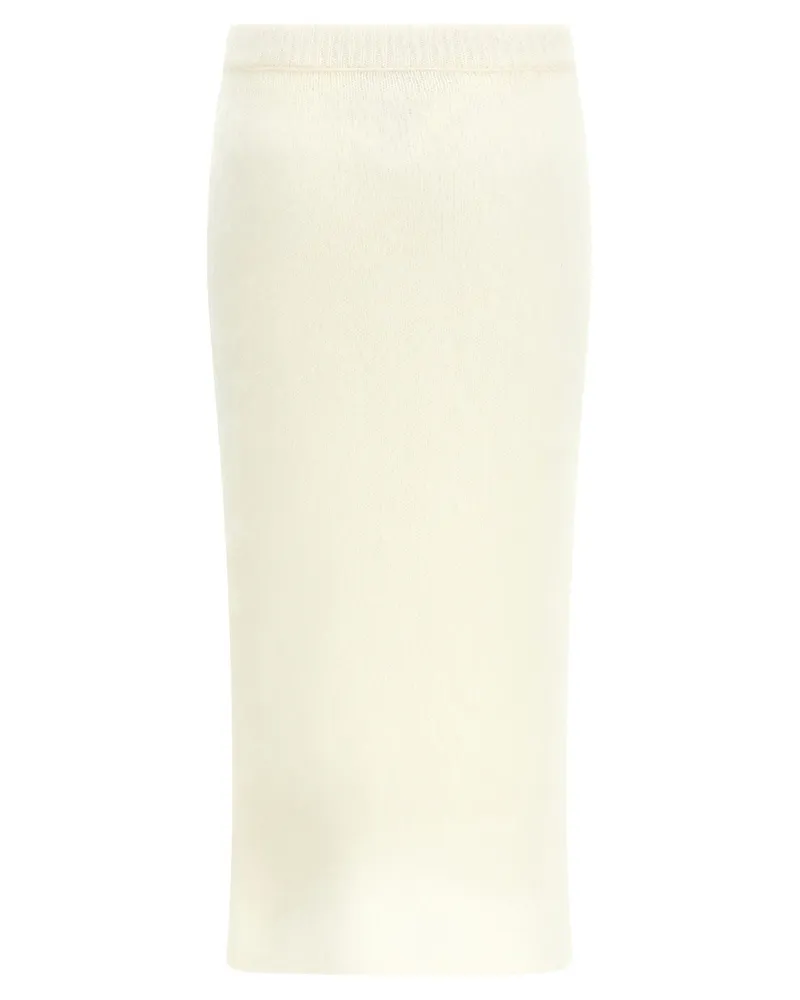 Alessandra Rich Carded Mohair Knit Skirt — Cream Cream