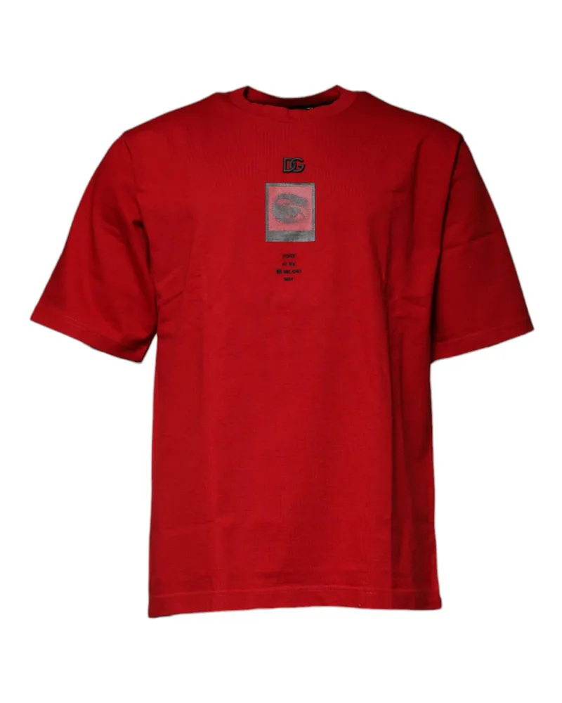 Dolce & Gabbana Men's Red Dg Eye Cotton Crew Neck T-Shirt Red