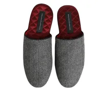 Cashmere Blend Herringbone Slippers — Gray