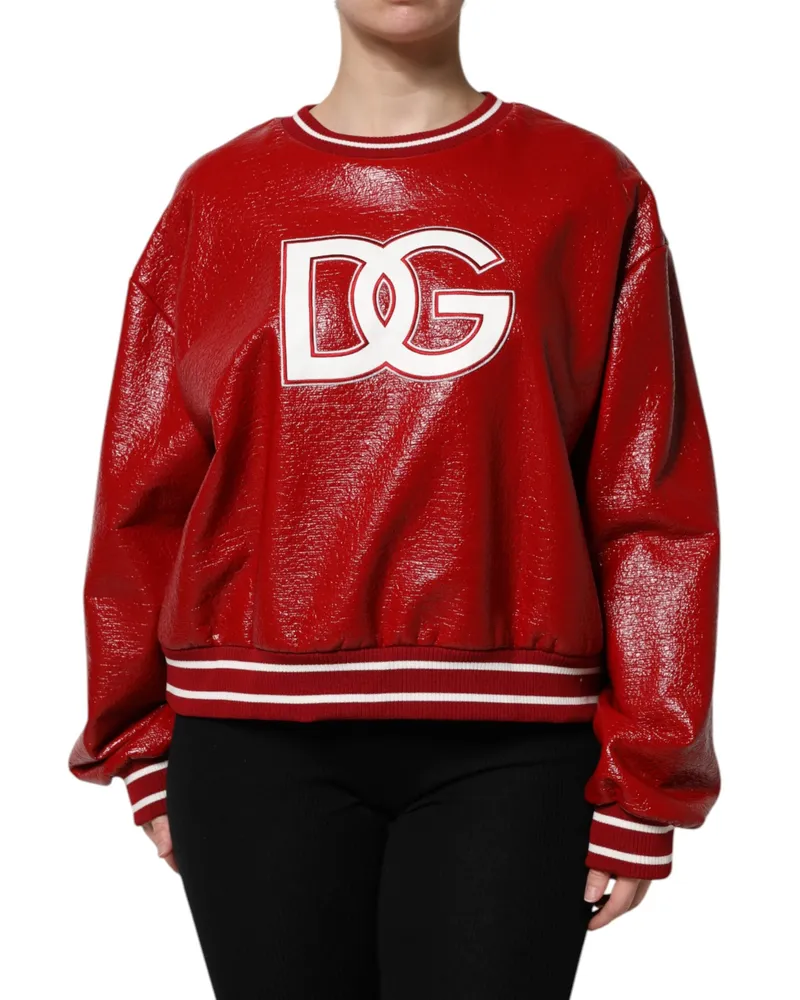 Dolce & Gabbana Women's Logo-Embroidered Wool-Nylon Sweater Red