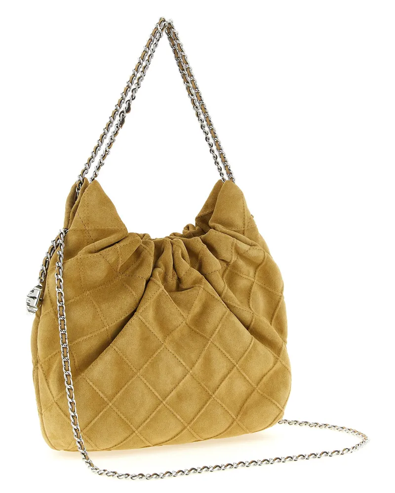 Tory Burch Quilted Suede Hobo Shoulder Bag — Mustard Mustard