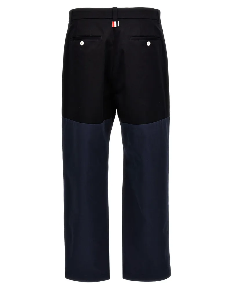 Thom Browne Unconstructed Colorblock Trousers — Black Black