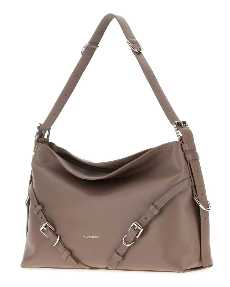 Givenchy Women's Dove Grey Leather Medium Voyou Shoulder Bag Taupe Borse A Mano Taupe