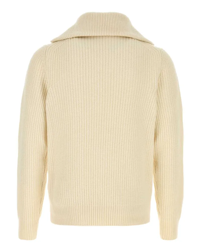 Moncler Men's Ivory Wool Sweater Cream Exterior: Virgin Maglieria Cream