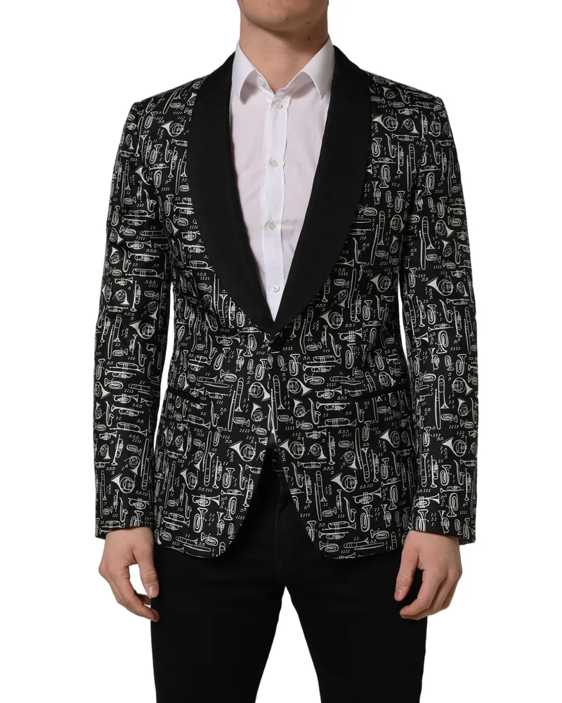 Dolce & Gabbana Men's Black Crystal Embellished Coat Blazer Jacket Virgin Wool Silk Polyester Clothing Black