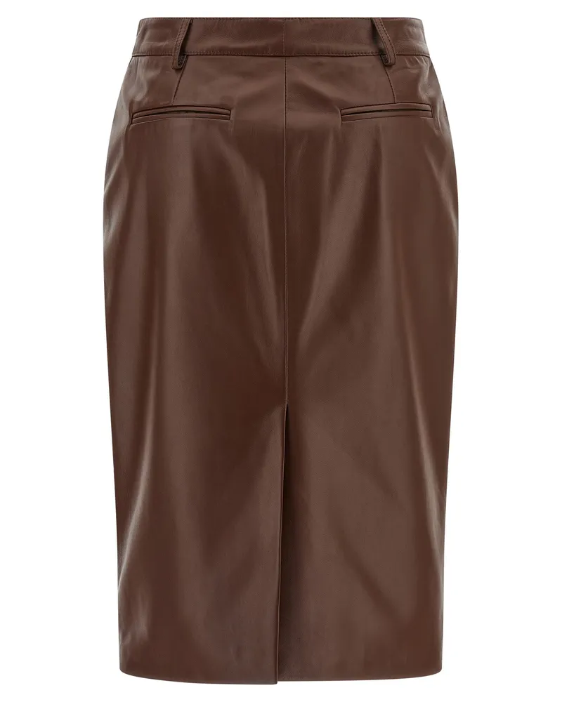 Giuseppe di Morabito Women's Brown Leather Midi Skirt Brown