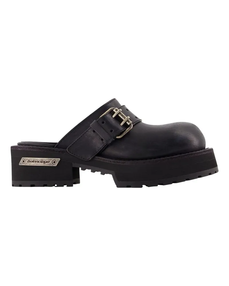 Balenciaga Women's Venom Mules -  Leather Black Calfskin Shoes Black