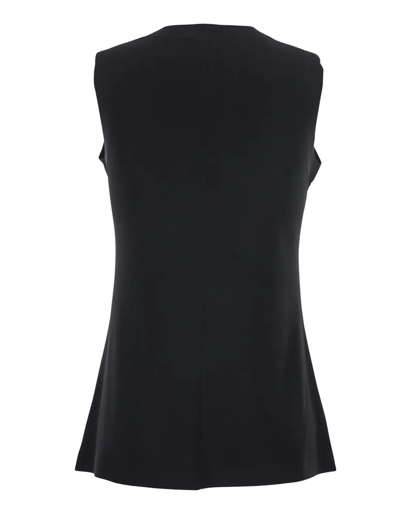 Norma Kamali Women Top Round Neck Sleeveless Black Polyester Tops Black