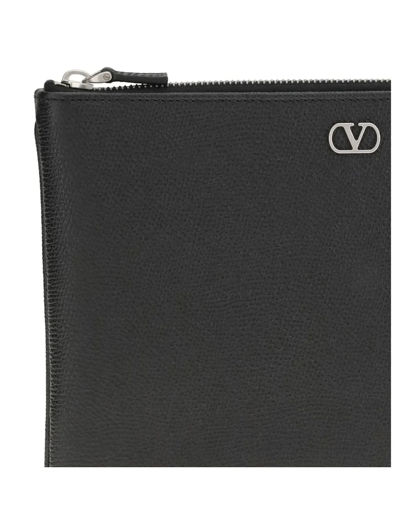 Valentino Garavani Men's Leather Pouch Black Calf Umbrellas Accessory Black