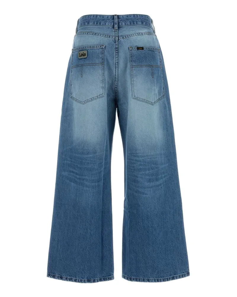 Lois Women's Denim Beatrix Wide-Leg Jeans Distresseddoublestone Blue