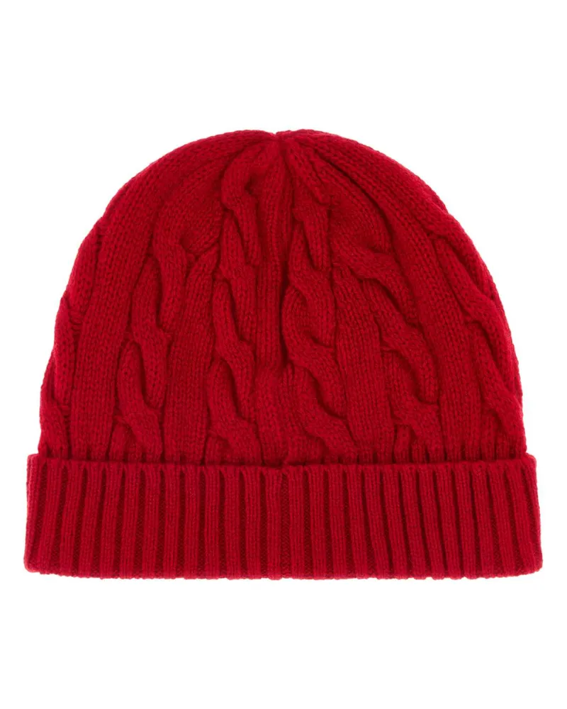 Ralph Lauren SWEATER-HAT Wool Blend Cable-Knit Beanie — Red Red