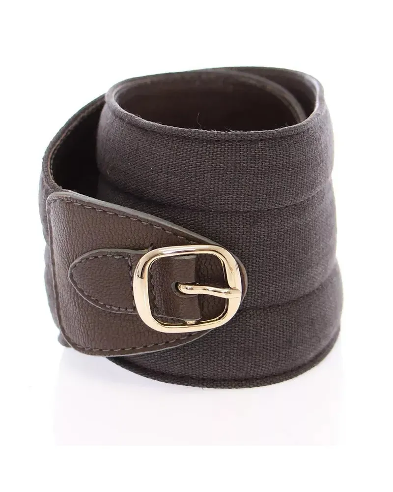 Dolce & Gabbana Linen-Leather Logo Belt — Brown Brown