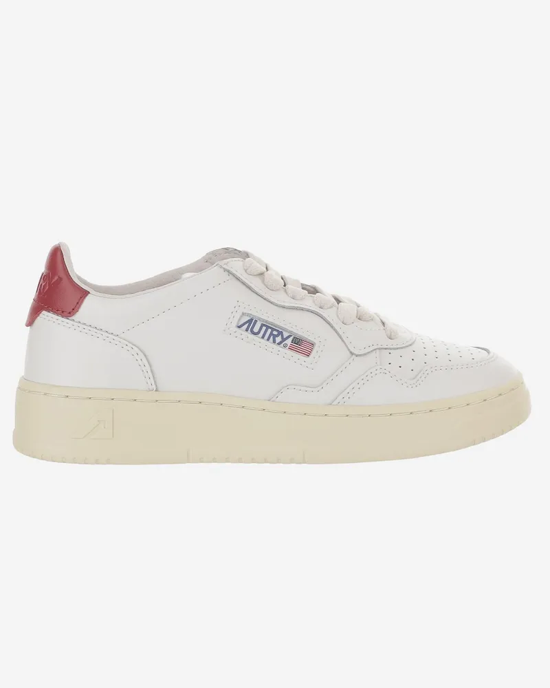 AUTRY Women's Sneakers Medalist Low Red Leather Trainers White
