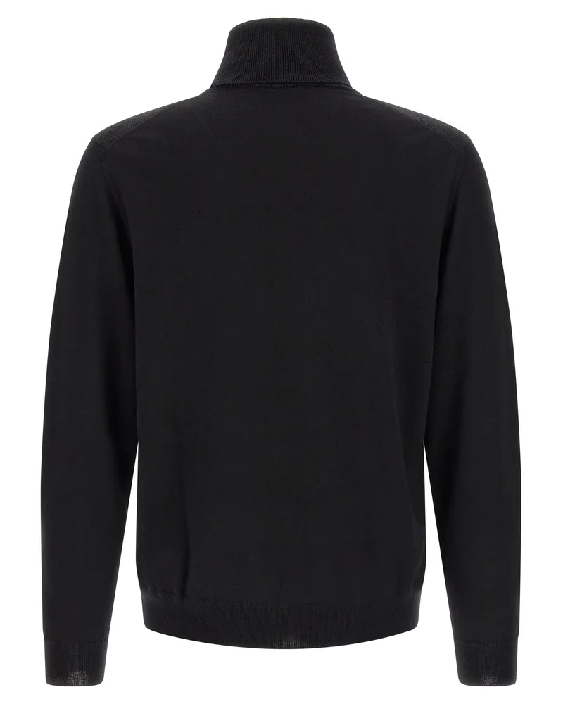 Zanone Virgin Wool Turtleneck Sweater — Black Black